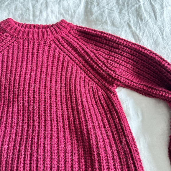 Maje Ribbed Knit Sweater - Deep Red - Picture 6 of 9